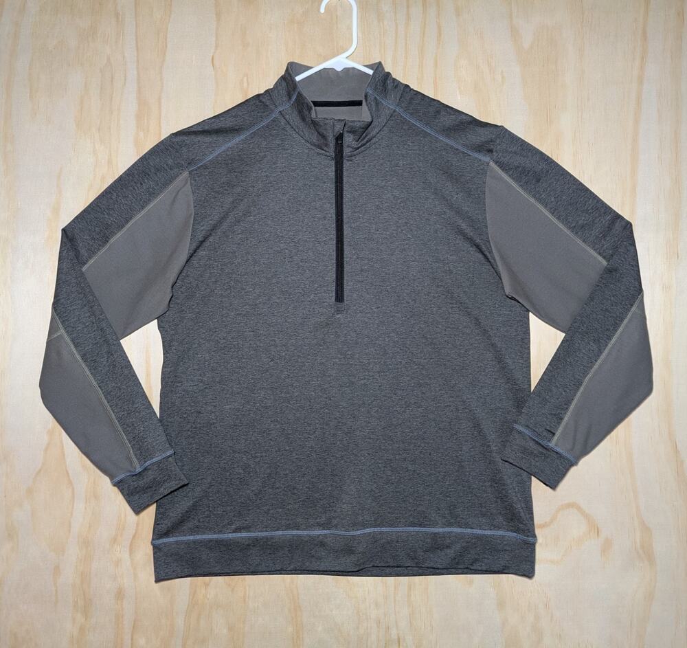 Straight Down Men's Large 1/4 Zip Pullover Heathered Grey Green Colorblock Golf